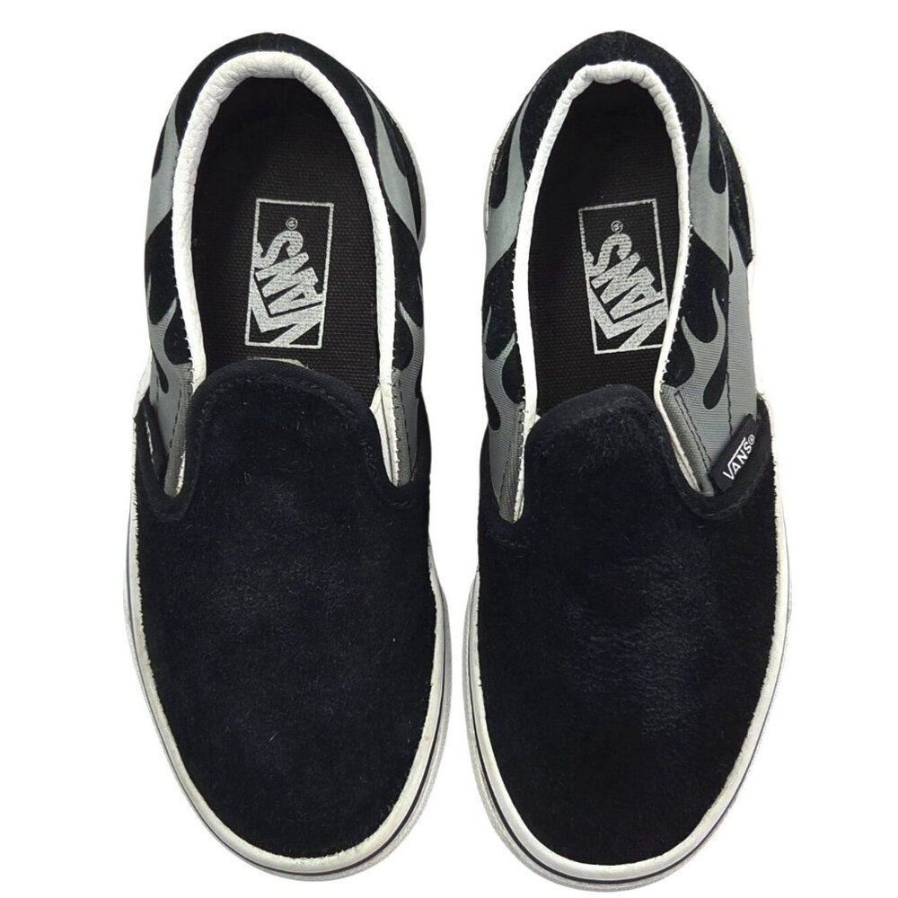 Vans Suede Flame Classic Slip-on Black Grey Skate Street Sneakers Kid's 12.5 - Picture 2 of 8
